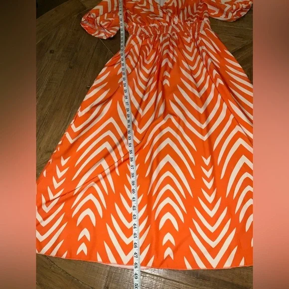 SHEIN Lune random print dress in orange - size large / never worn - Picture 5 of 9